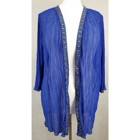 Catherines Sweaters - CATHERINES 3/4 SLEEVE EMBROIDERED SHEER OPEN FRONT CARDIGAN Size 3X (26/28W)